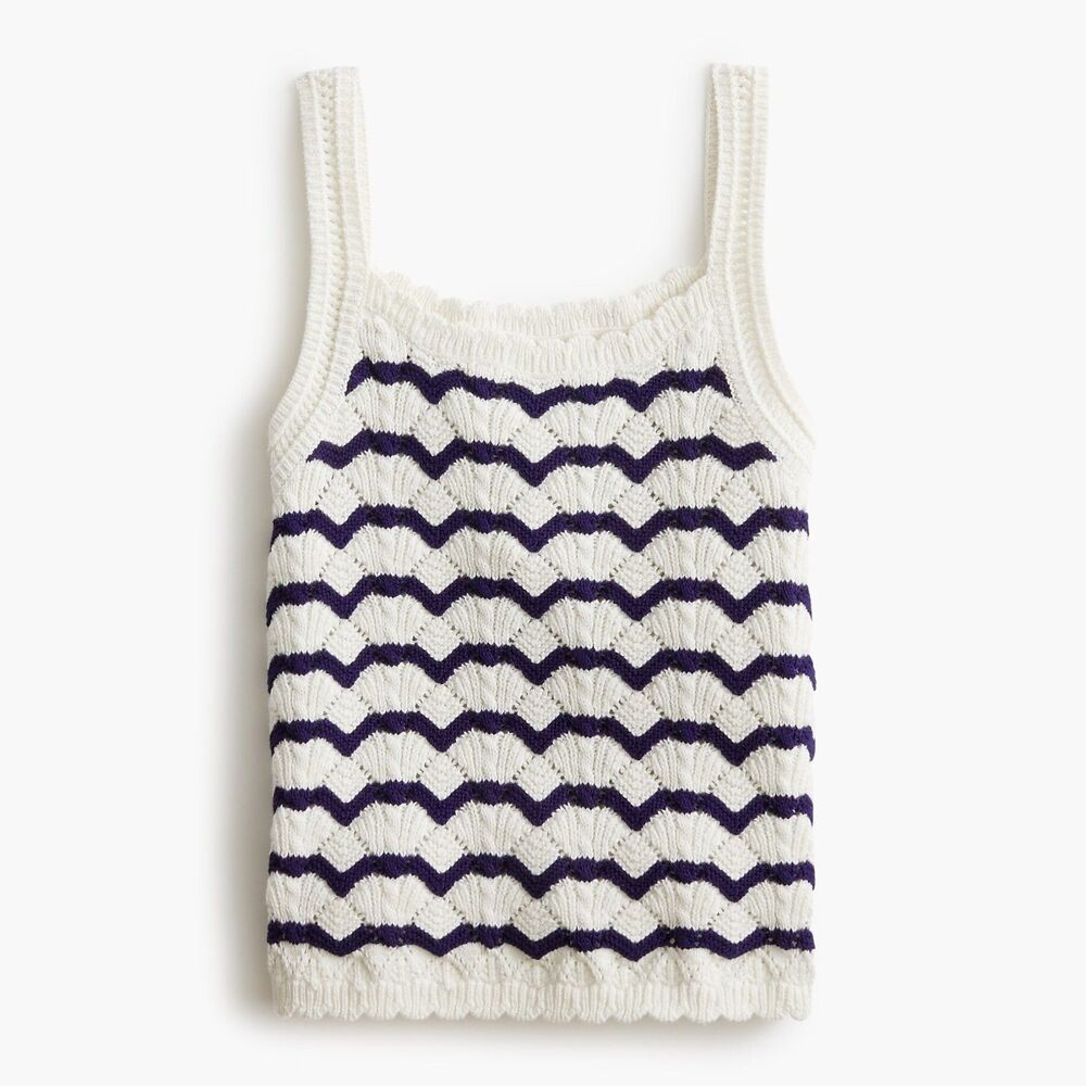 NWT J. Crew Factory Navy Ivory Striped Knit tank top Women M, XXL $79.50